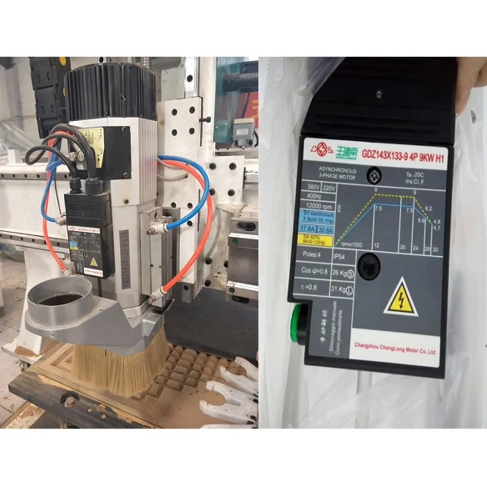 9KW ATC Spindle Kit Air Cooled ISO30 Automatic Tool Changer Spindle Motor And VFD Frequency Inverter 220V 380V