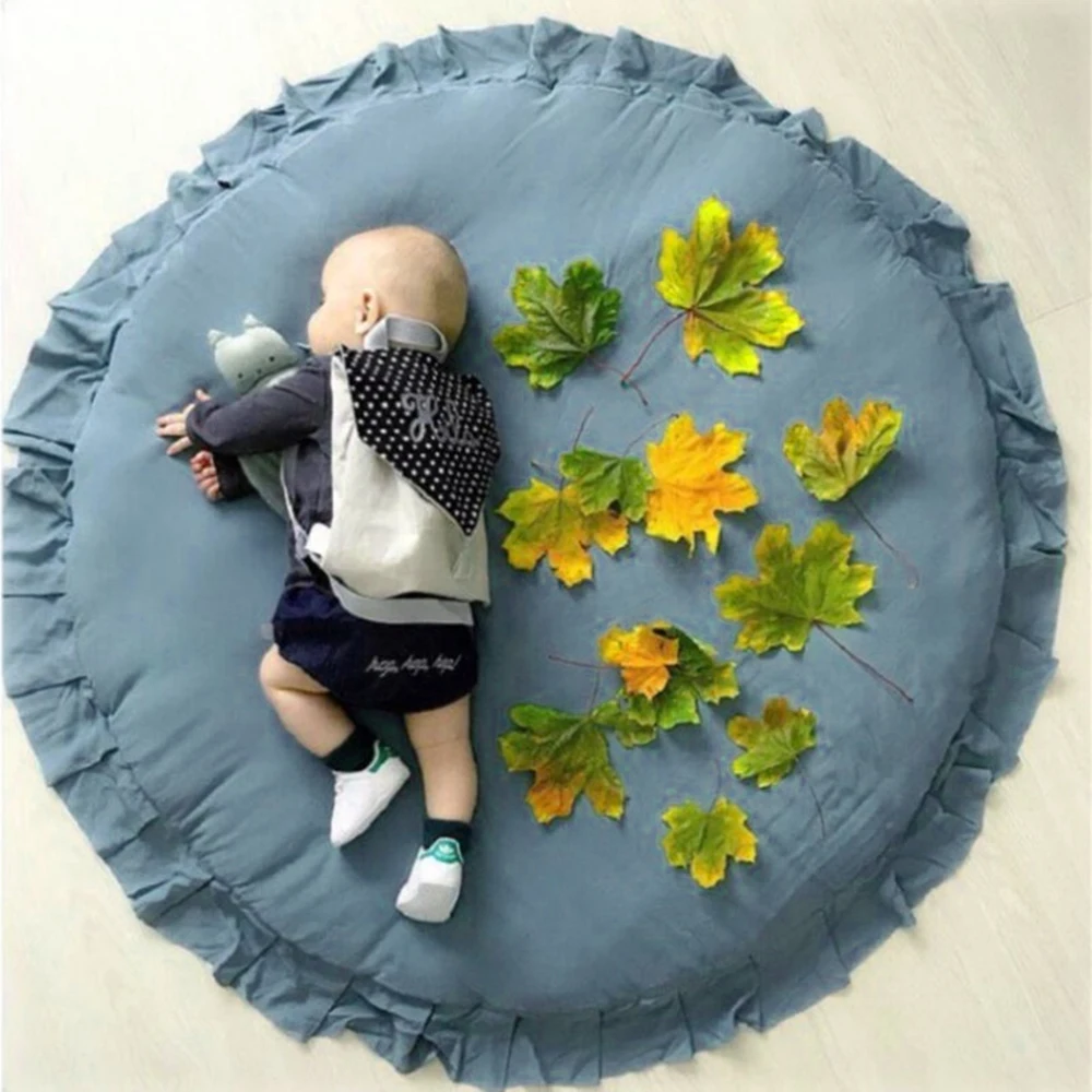 Baby Padded Play Mats Nordic Newborn Soft Cotton Crawling Mat Girls Game Rugs Round Floor Carpet For Kids Interior Room Decor