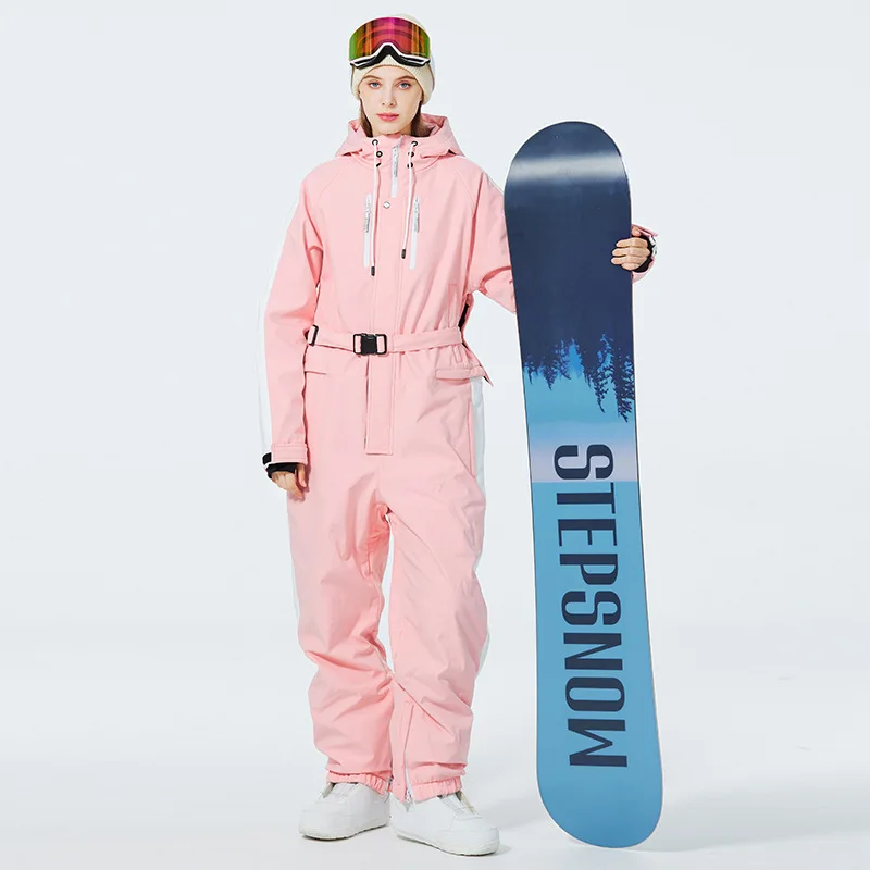 Yufan High Quality Skiing Suits Winter Bright Color Women One Piece Ski Suit With Hood