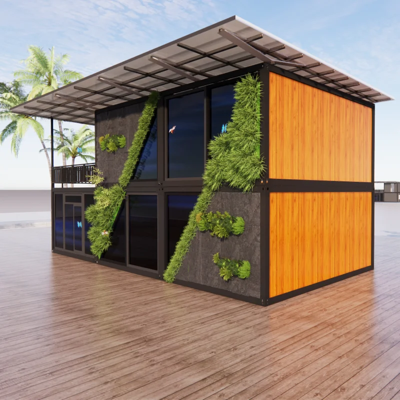 40ft Glass Sloping Roof in Thai Ancient Style Prefabricated House Container Building Steel Construction Module Summerhouse Home
