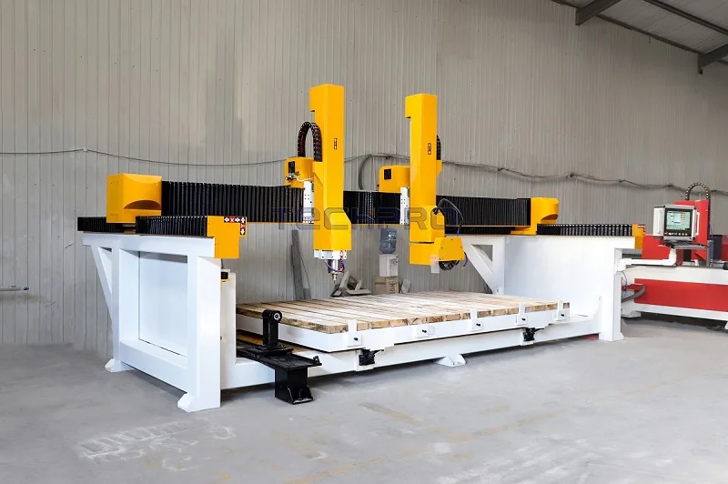 High Efficient Double Heads 3 Axis 4 Axis Granite Marble Cnc Router Stone Carving Engraving Machine