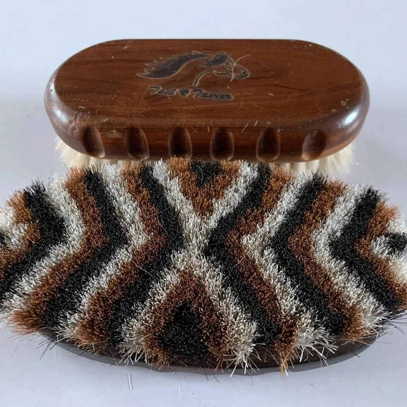 Wooden Horse Brush with patterned horse Hair Premium Horse Care Product