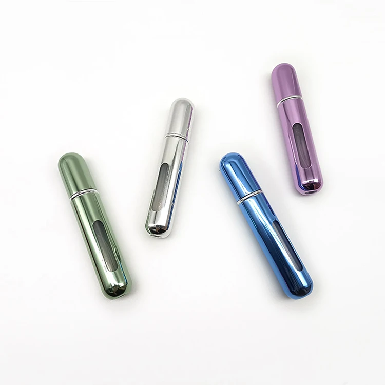 wholesale custom small refill perfume pocket bottle spray atomizer premium reusable 10ml aluminum perfume bottle filling