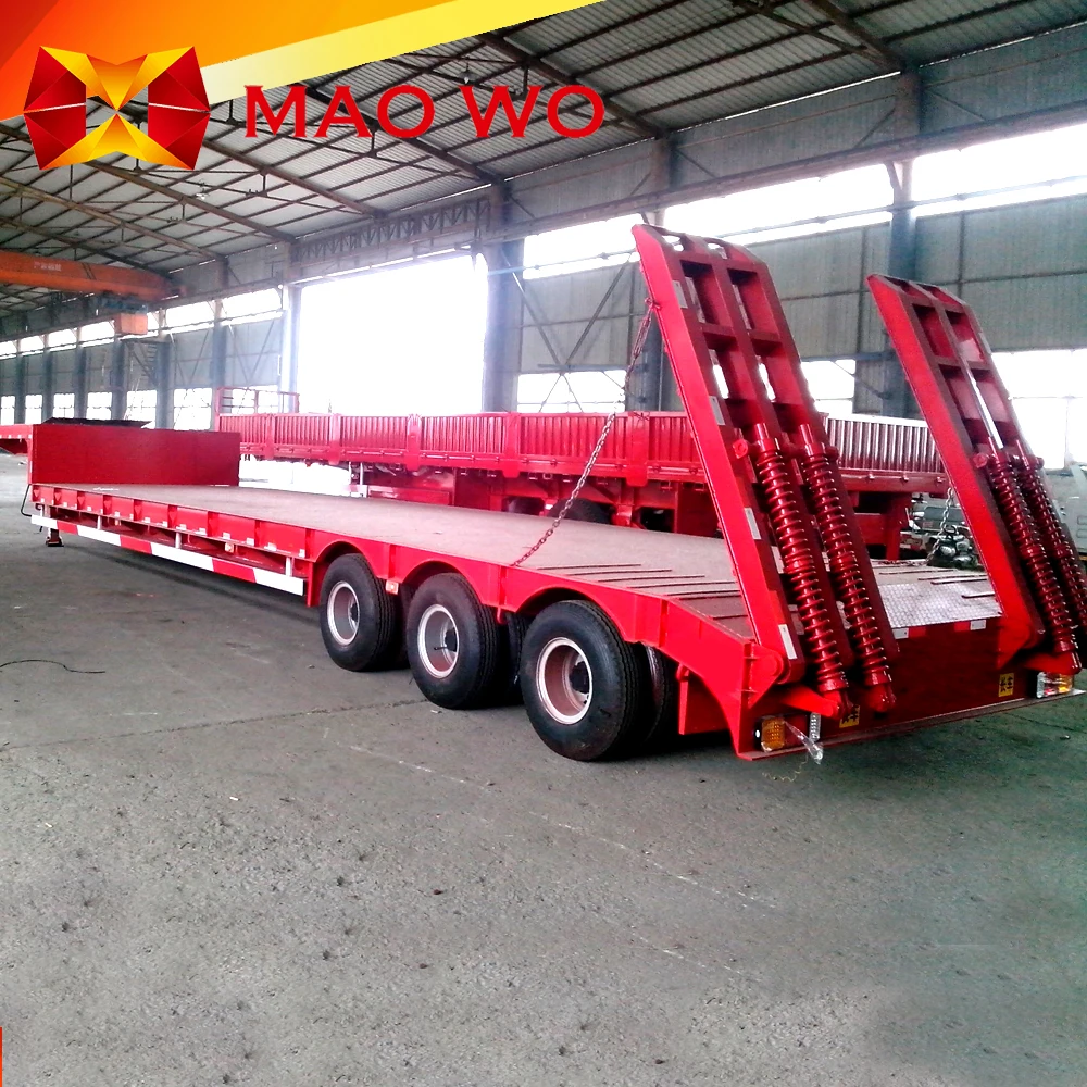 Customized 40FT Chassis 3 Axle Excavator Transport  Low Bed Trailer for sale