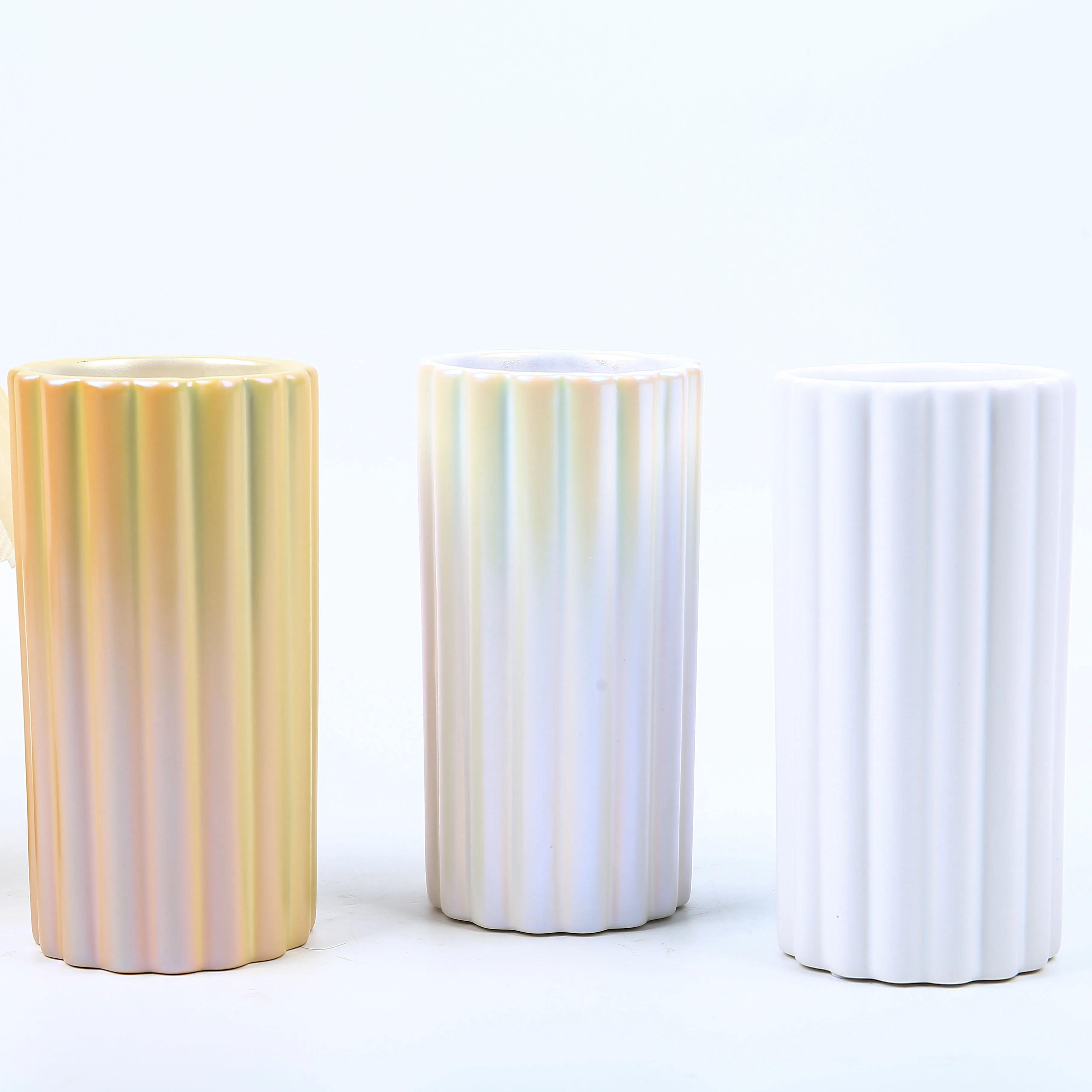 Luxury wedding centerpieces jarrones decoracion modern metalized shining pearl ceramic vase