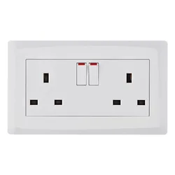13 A 250V 2 Gang switched Socket Single Pole Smart Home neon  Switched  Socket