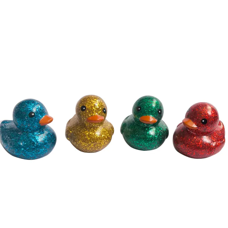 2021 hot sale Vinyl material small  bath duck toy  with glitter