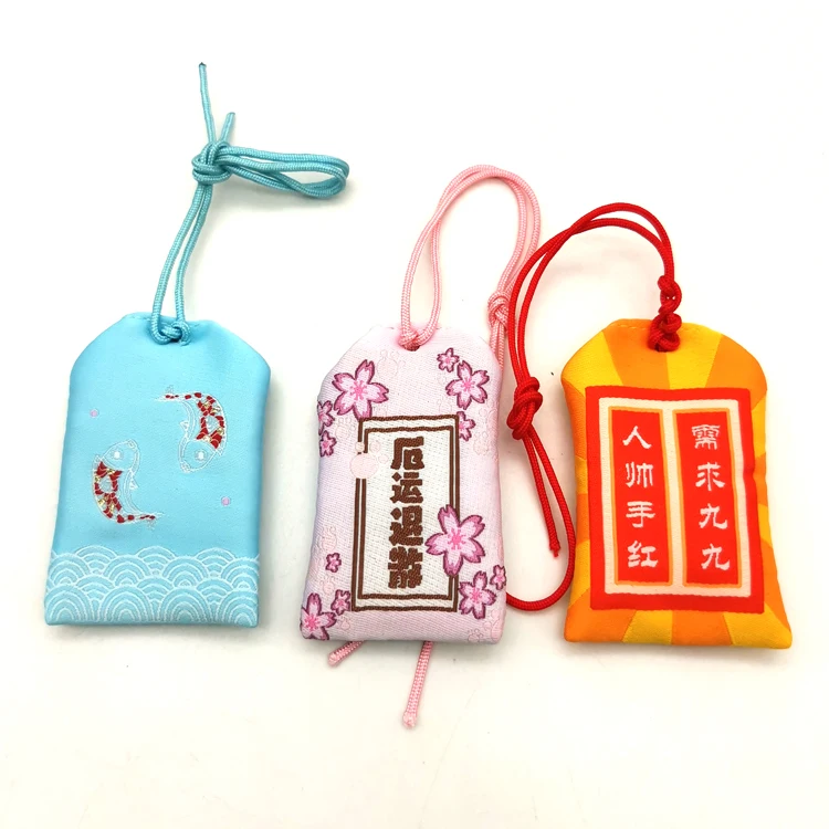 YYX Custom Anime Japanese Omamori Pouch Bag Lucky Charms Pouch Love Health Safety Amulet Sachet Omamori Embroidery Fabric Crafts