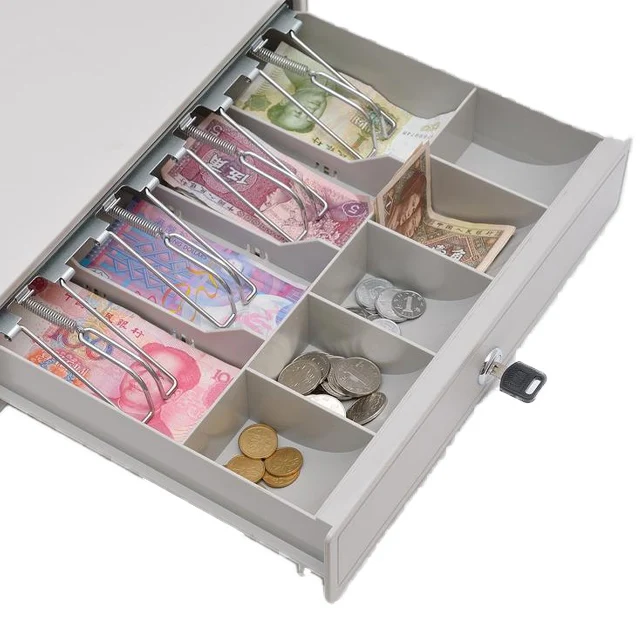 Competitive price cash register parts cash drawer pos metal cashbox with metal clip pos machine touch screen