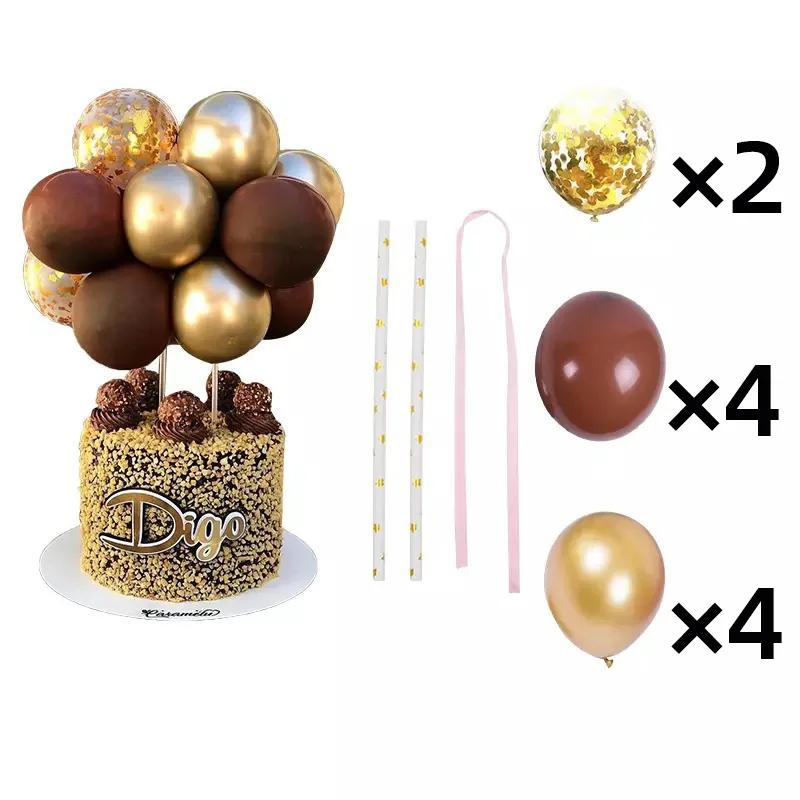 Wholesale Cupcake Topper 5 inch Latex Confetti Balloons For Cake Happy Birthday Home Party Supplies Decoration