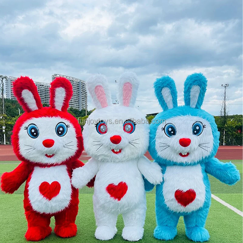 Air Inflatable Rabbit Mascot Furry Bunny Mascot Costume Adult Halloween Cosplay Costumes