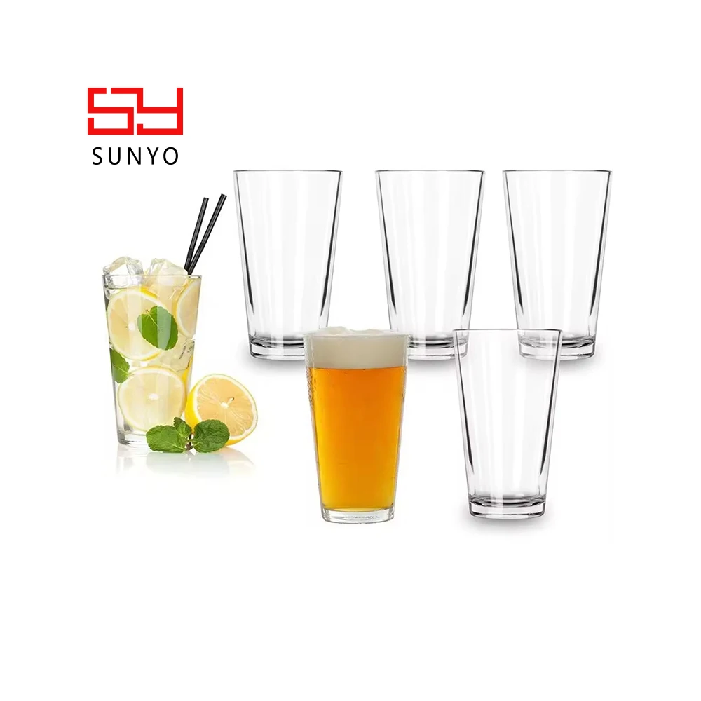 Sunyo Handmade Lead Free Crystal clear glass Pint Beer Glass And Half Pint Beer Glass