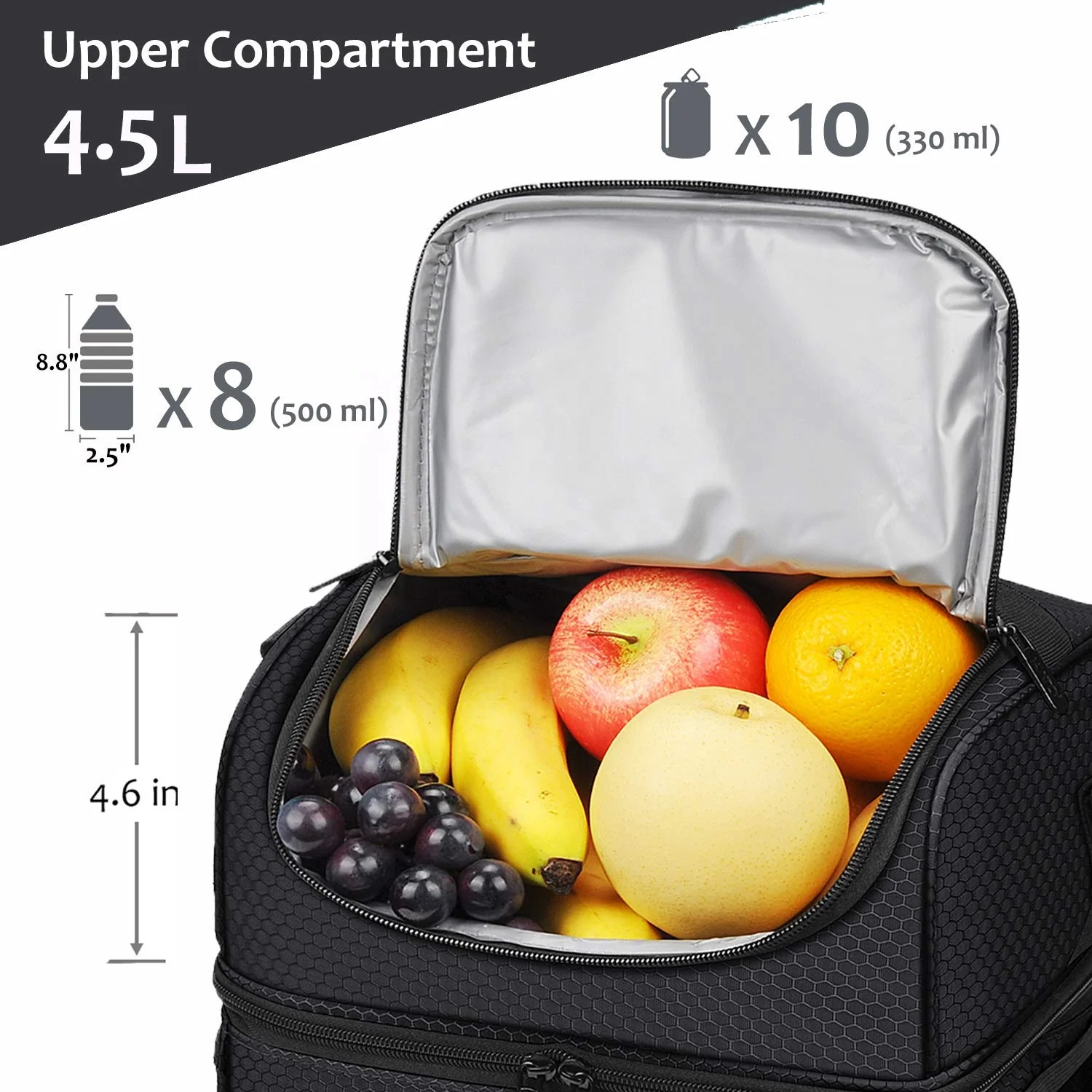 
Extra Large Lunch Bag - 13L/ 22 Can Insulated Adult Reusable Meal Prep Bento Box Cooler Tote with Dual Compartment 