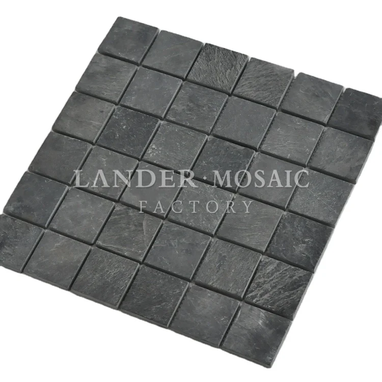 Lander камень 2 дюйма черного сланца мозаичная