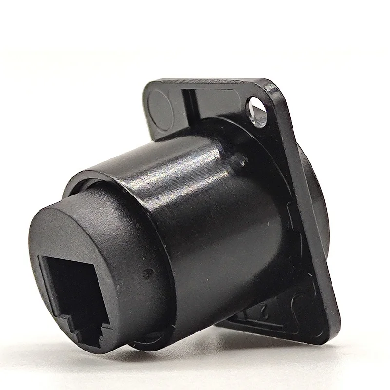 Panel Mount Black RJ12 6P6C Jack Connector Data Transfer Dual Port CAT3 Socket Adapter