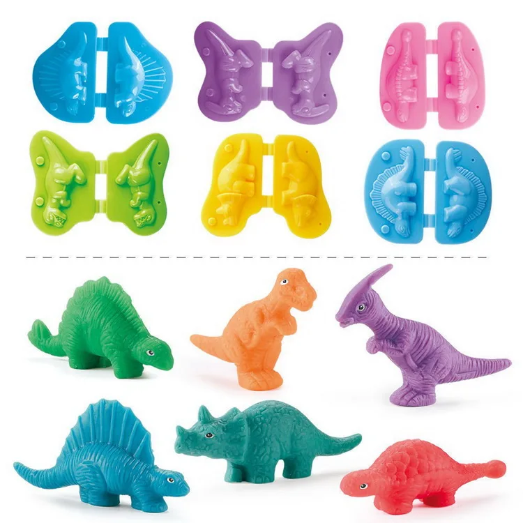 Hot Selling Early Education DIY Play Dough Toys Dinosaur Molds Colored Clay