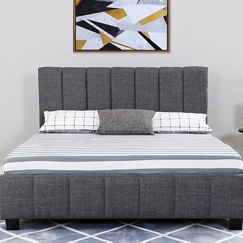 Новая модель кровати с деревянной рамой из мягкой ткани/полиуретановая кровать для мебели