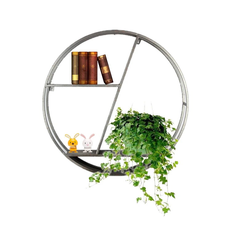 Chinese Wall Decorative Hanging Book Metal Iron Storage Wall Shelf Gold