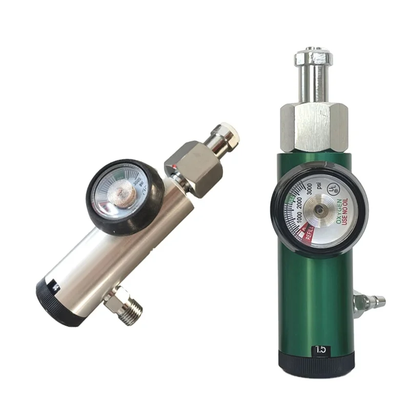 Medical click style CGA320 oxygen pressure regulator for cylinder 0-15L with a barb outlet