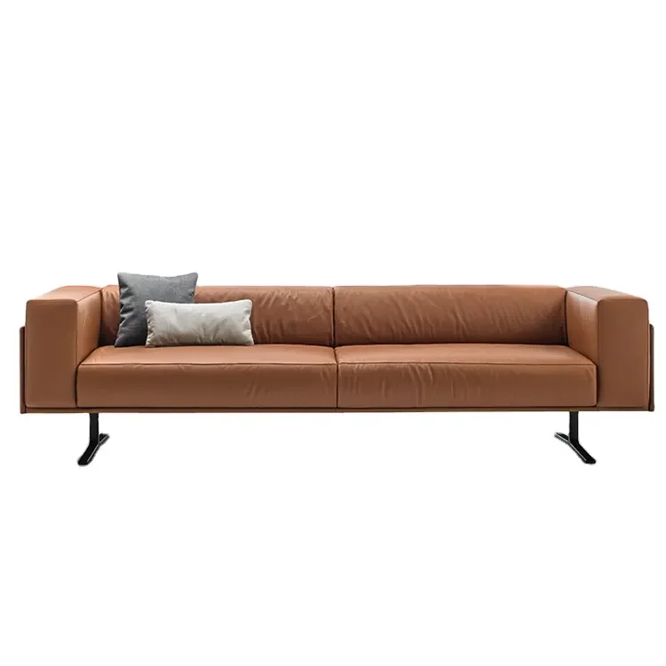 Modern 1+3 Executive Office Sofa Set High-End Commercial Brown Leather Furniture Modular for Hotels & Schools