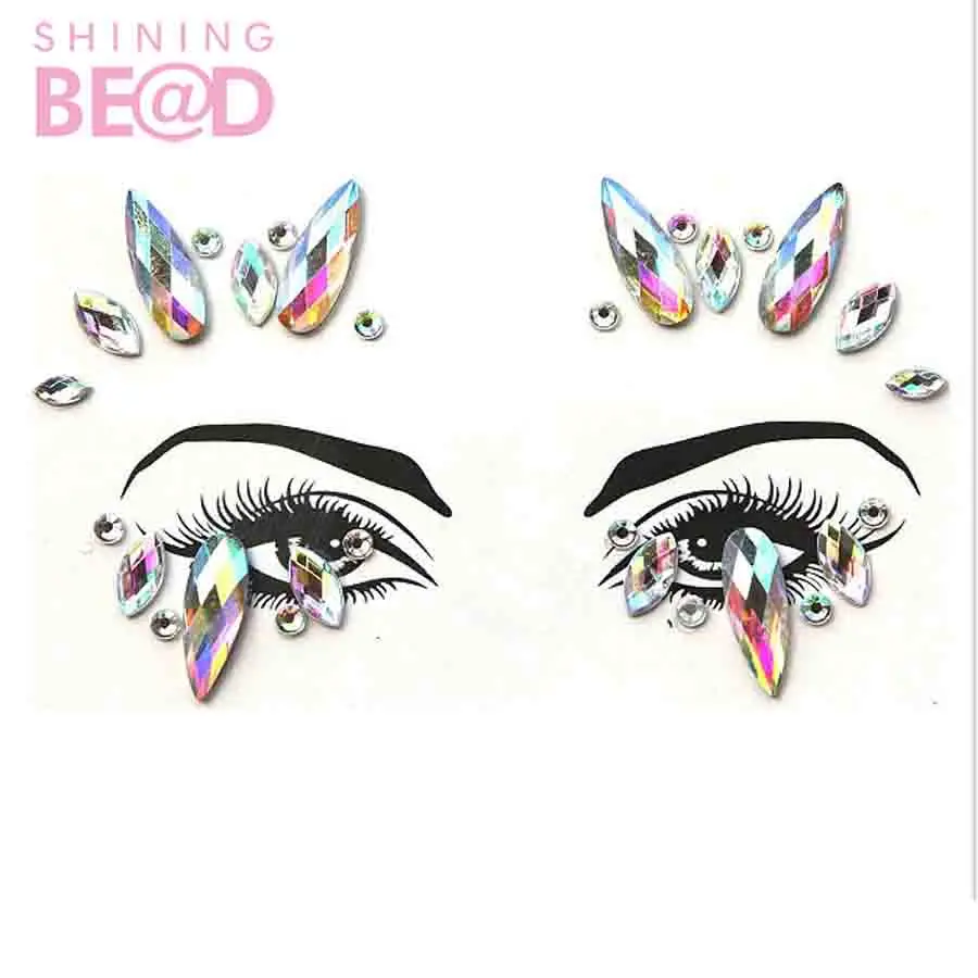 Eco-friendly Face Crystal Sticker Jewelry Rhinestone Body Gems Temporary Tattoo Sticker Carnival Makeup