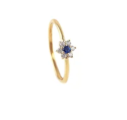 Solid gold Sapphire Diamond flower design wedding rings jewelry women