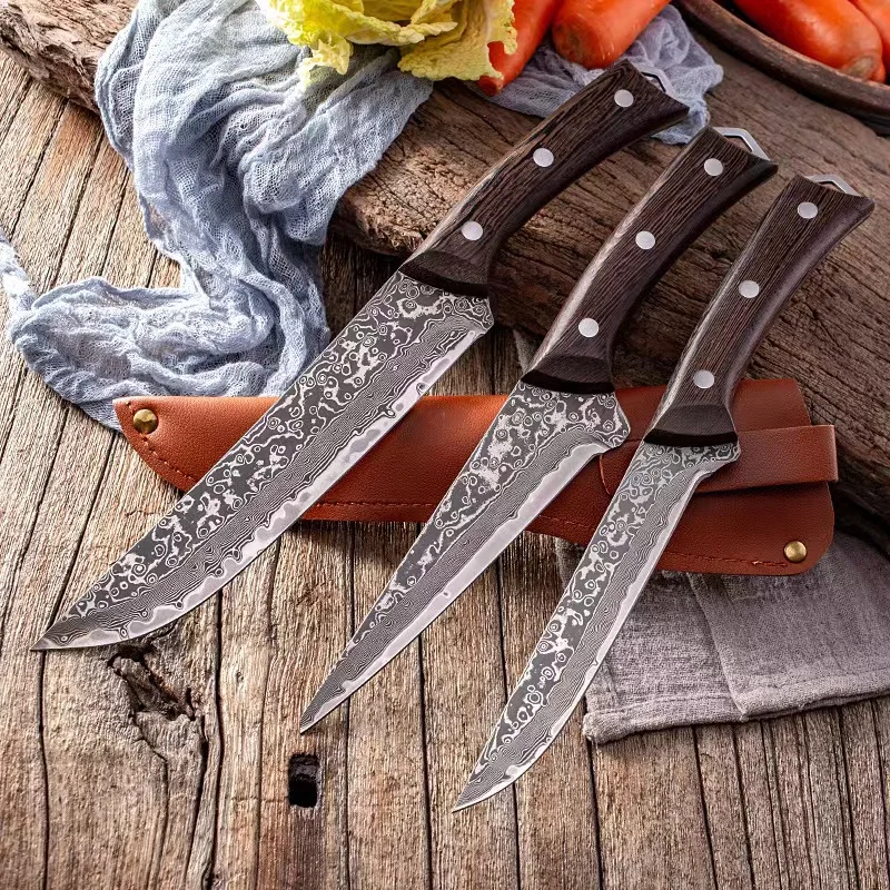 Very good quality Professional knife  damascus kitchen  chef knives set  pakistan  price  with ebony wooden handles