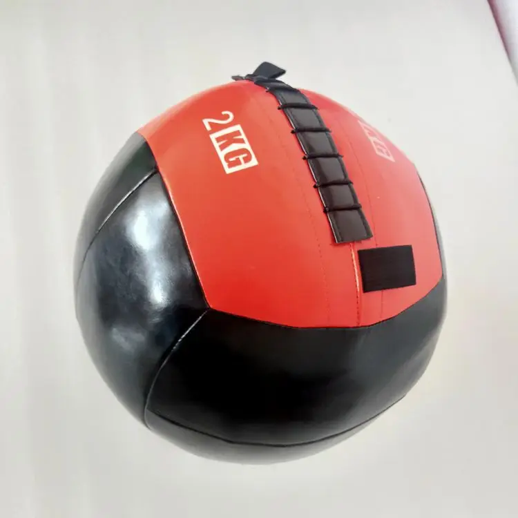 Pu soft wall ball double holder fitness ball color green 6kg medicine ball made in China