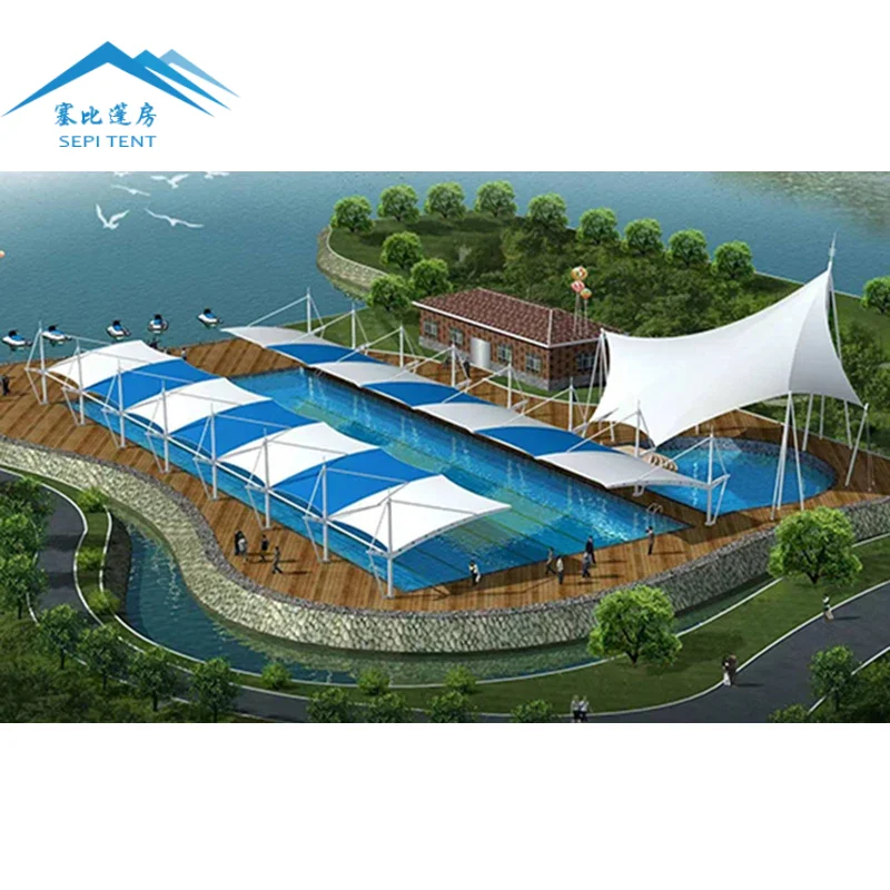 High Quality PVDF Cover Roof Stretch Outdoor Swimming Pool Tent Waterproof Tensile Membrane Structure