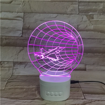 
Cool Personalized Gift Battery Operated Nightlight Portable Wireless Speaker 3D Space Fighter Night Light Lamp 