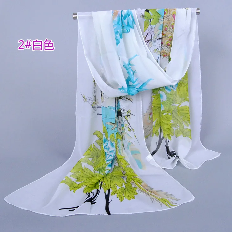 Hot Sale Multicolor Women Fashion Scarves Spring Summer Custom Printed Chiffon Silk Scarf
