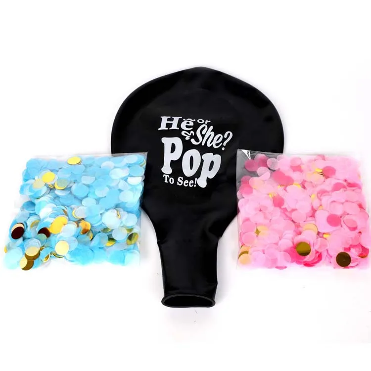 
Manufacture Price Jumbo 36 Inch Giant Black Latex Baby Gender Reveal Confetti Balloon 