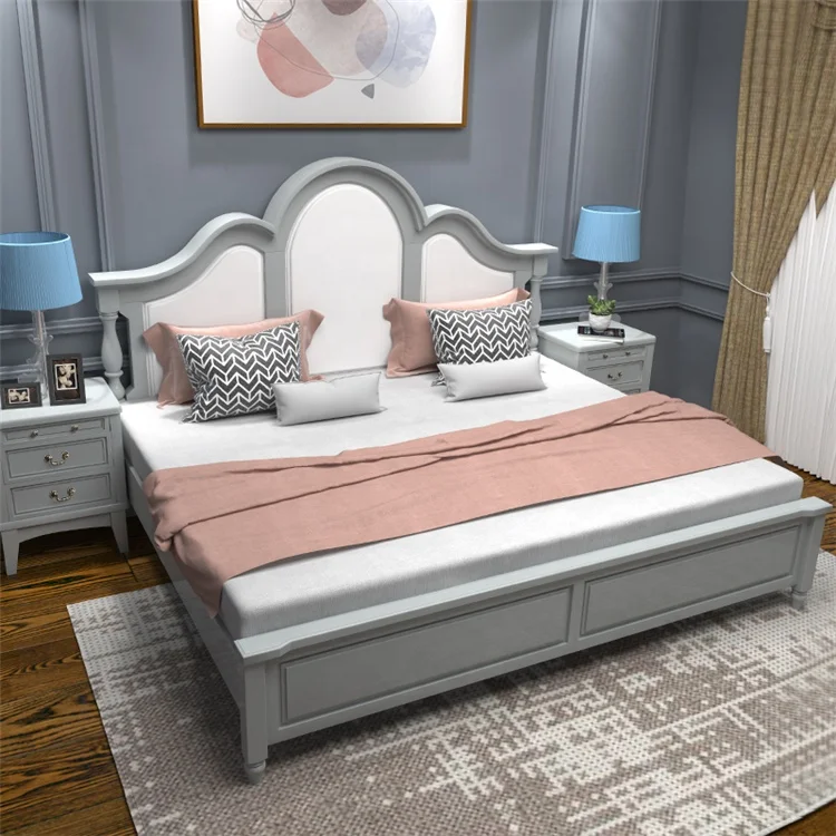 
Bedroom Furniture Modern Design Mahogany Solid Wood Adjustable Height Double Bed Mattress Custom Size 