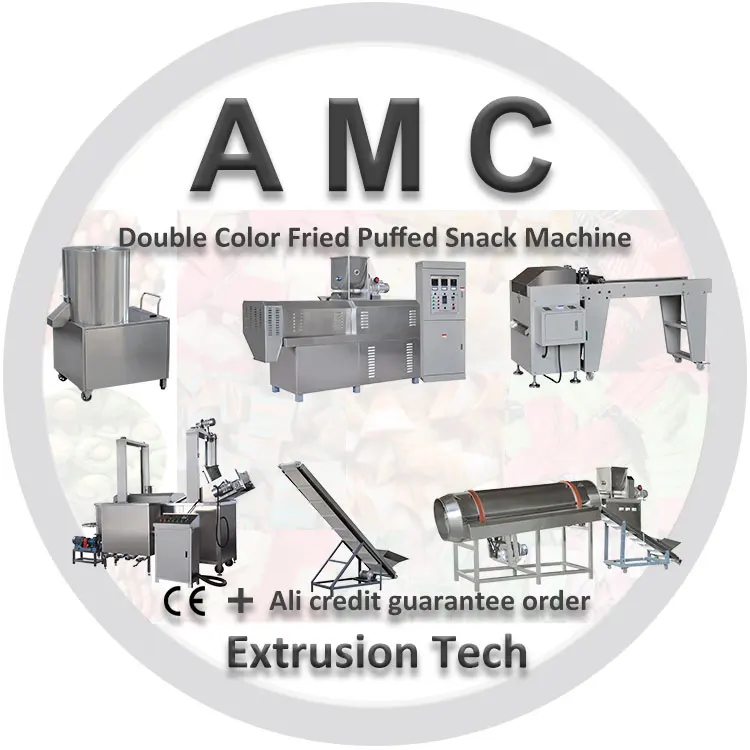 400kg/h 500kg/h  double color Fried Bugles Chips Snack Process Machine corn snack food production line