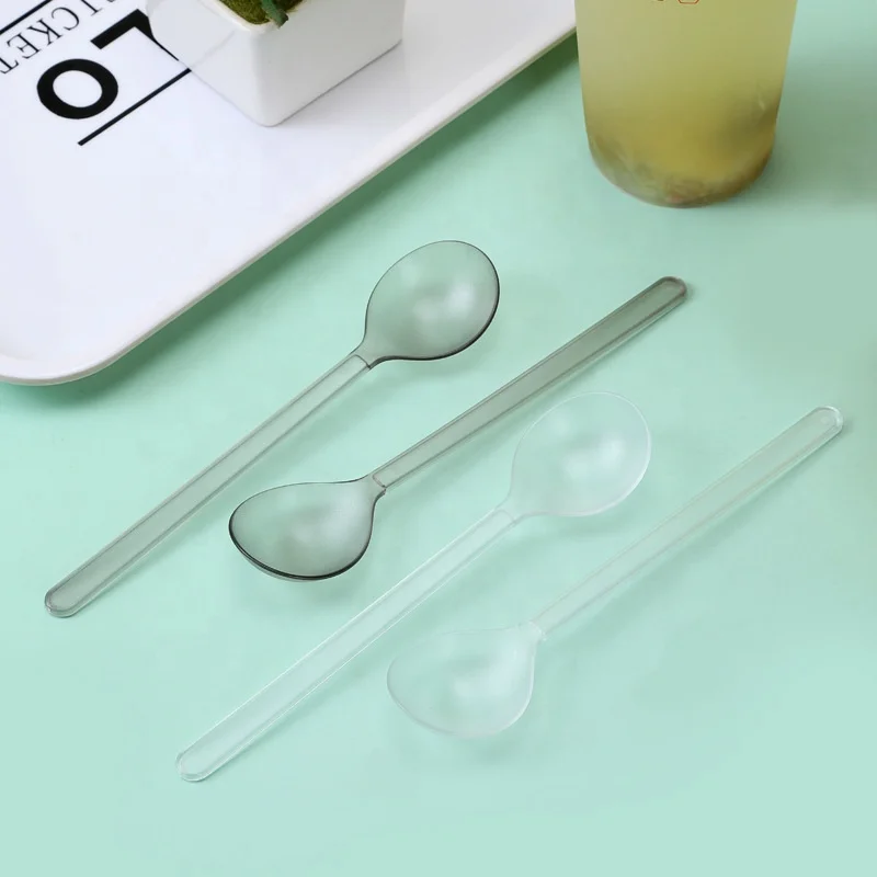 Disposable Silvery High-End Plastic Take-Out Bento Utensils Spoon Salad Plastic Fork Dessert Spoon