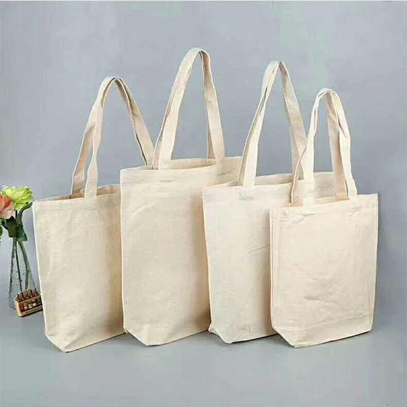 Wholesale Fashion Exquisite Custom Logo Printing Cheap Korean Tote Bag Shopper 12oz Yoga cotton canvas Bag White