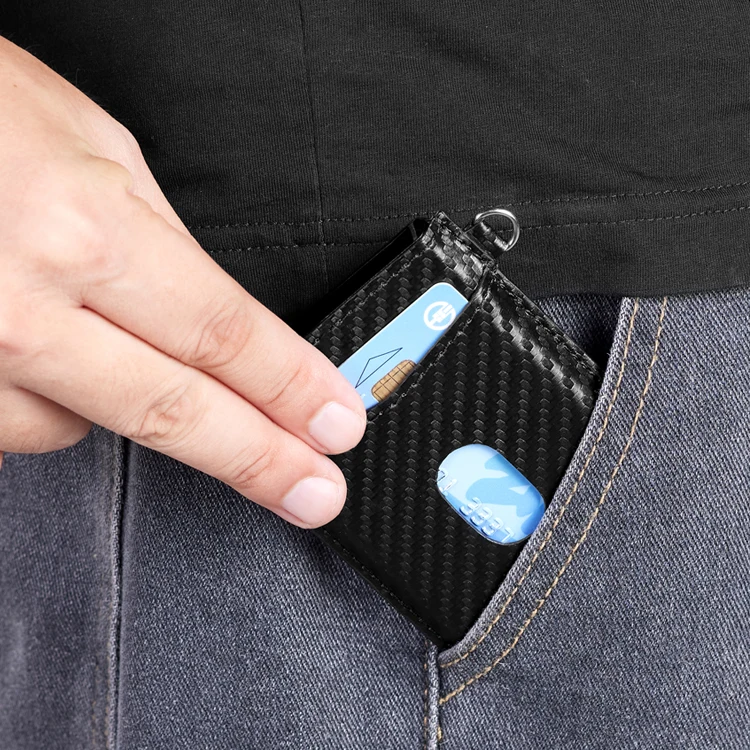 Microfiber RFID Blocking Carbon Fiber Automatic  Aluminium  pop up  Credit Card Holder