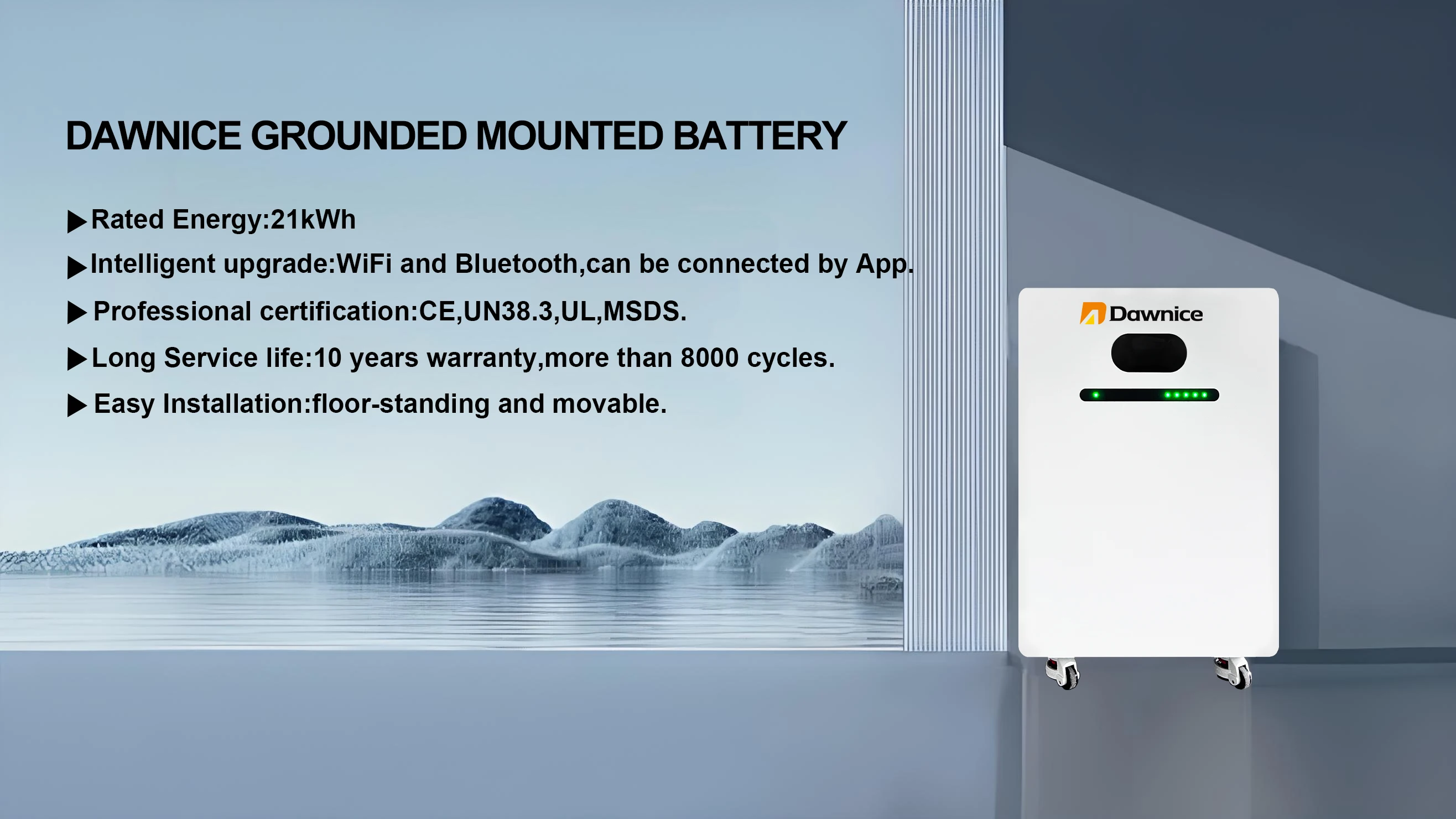 Dawnice New Arrival 48V 51.2V 400ah 20kwh Stand On Floor Energy Storage Battery Lifepo4 Lithium Ion Battery For Solar System