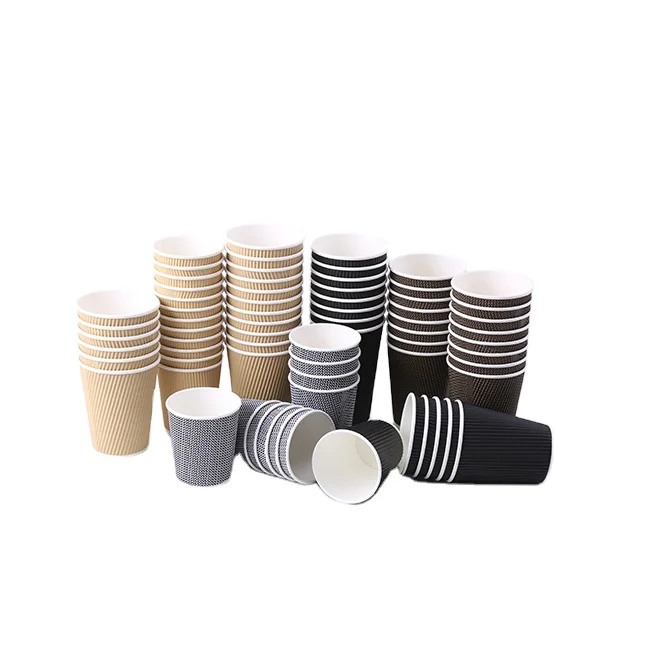 Factory hot sell cheaper price disposable coffee paper cups 12 OZ 16 OZ ripple wall corrugated paper cup