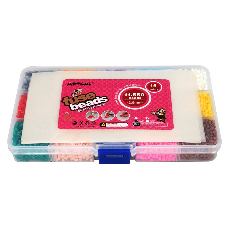 Ready To Ship 15 Colors mini artkal beads set campered with Perler Hama Beads For adult handctaft ironing 2.6mm beads artwork