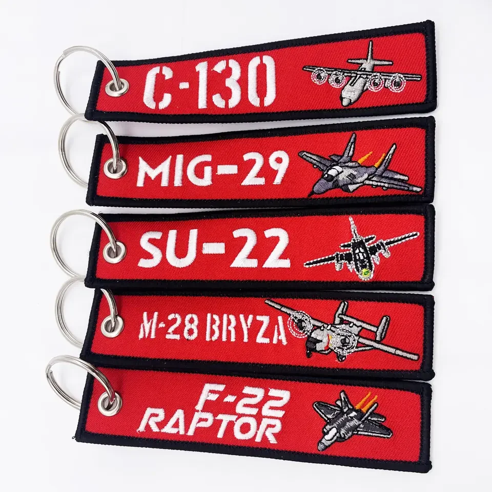 Hot sale personalized  logo embroidery key chain cheap fabric key ring patch key tag blank embroidered keychains