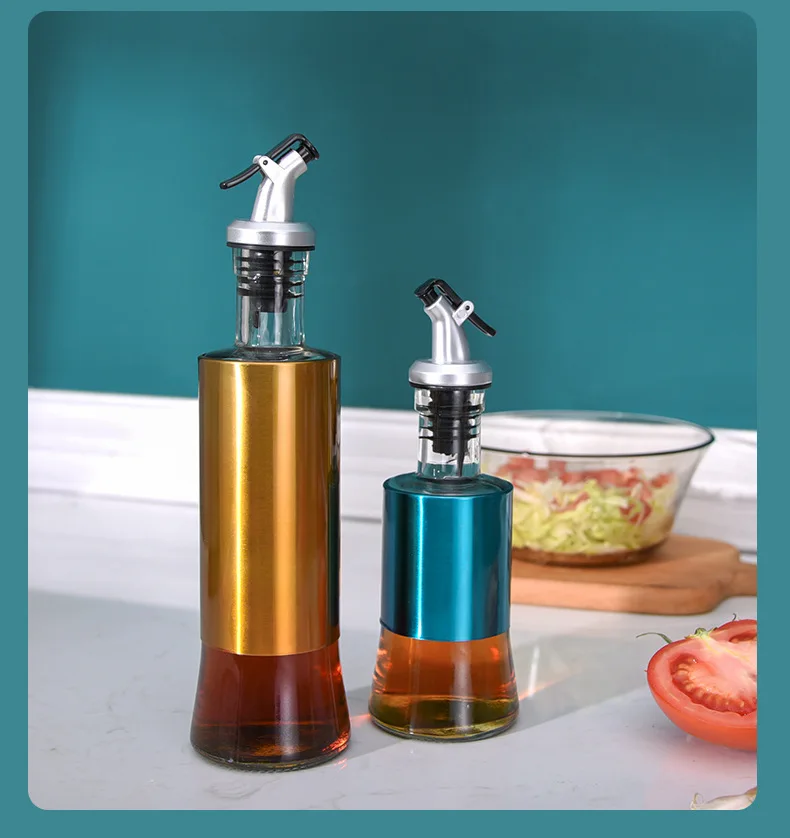 Modern Colorful Olive Oil Dispenser Storage Jars  Easy Cleaning Clear Glass Oil Bottle Jar Cooking Oil Tool