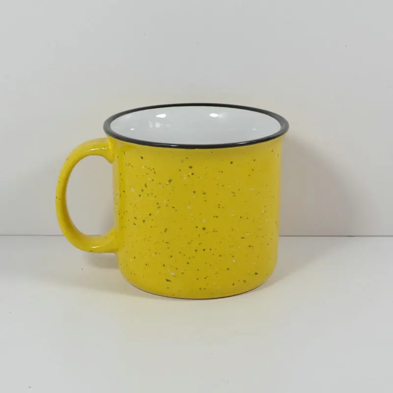 Wholesale Hot Sale Cheap 15oz 16oz Vintage Speckled Camping Cup Enamel Stoneware Custom Logo Printed Ceramic Campfire Coffee Mug