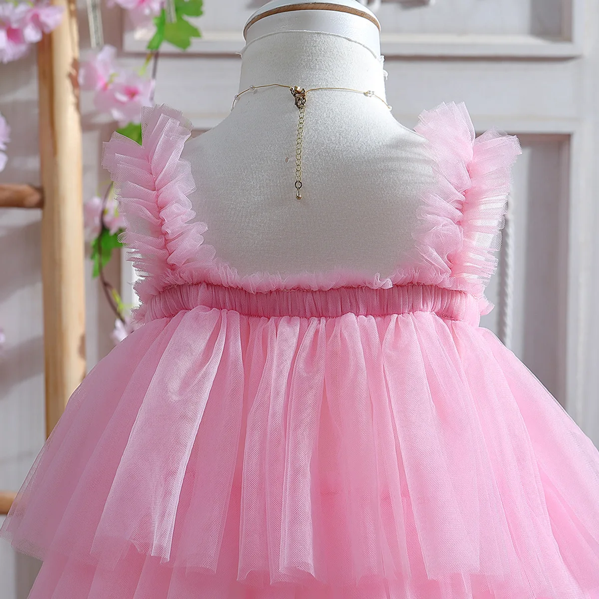 High Quality Girl Kids Clothes Korean Version Summer Mesh Yarn Sweet And Fluffy Princess Cake Dress