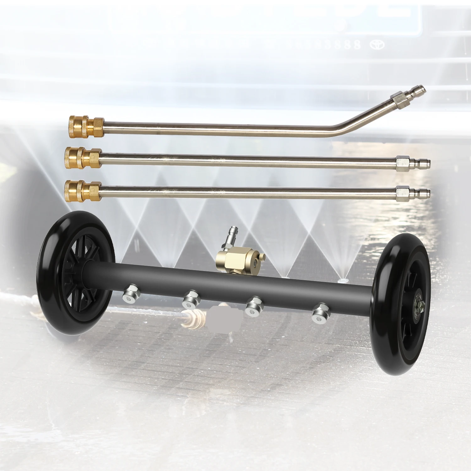 Pressure washer 2-in-1 undercarriage surface cleaner  water broom clean under car wash rinse salt and sand