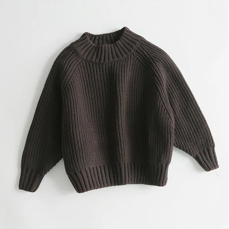 Wholesale Autumn Winter Kids Boys Girls Neutral Cotton Sweaters Half Turtleneck Pure Color Pullover Baby Knitted Sweaters