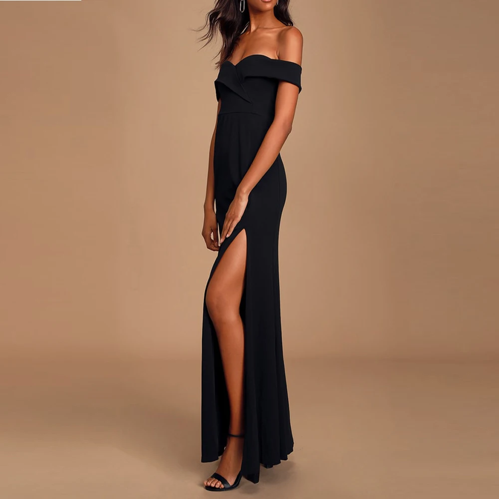 Custom Manufacturer Off The Shoulder Backless Maxi Dress Corset Dress Sexy Split Mermaid Elegant Evening Dress