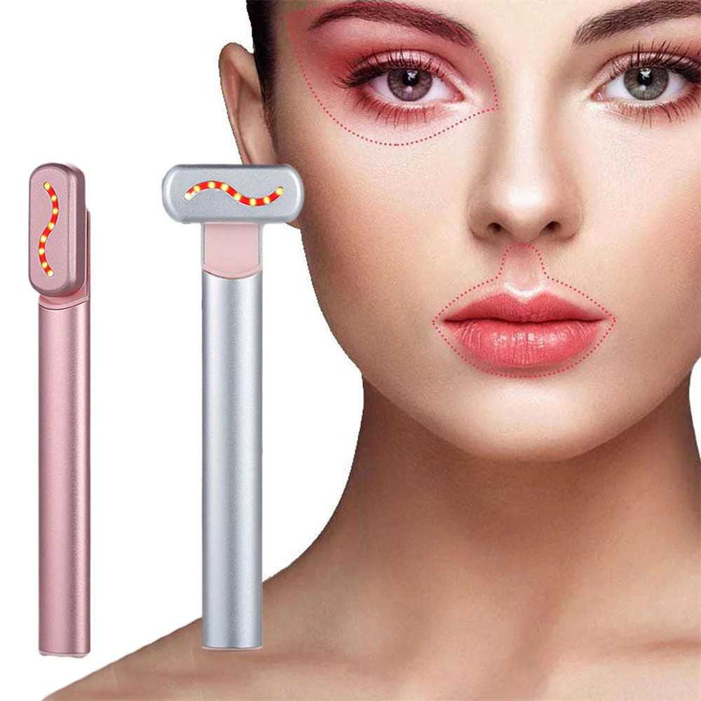 KKS high frequency 4 in 1 face and neck lighten dark circles face massager led red light facial therapy wand