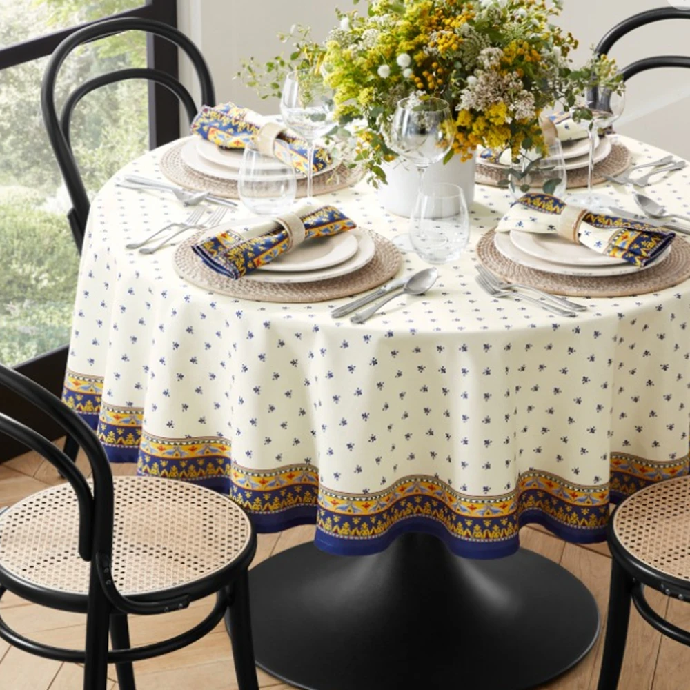 Китайская вышитая скатерть художественная пасторальная хлопчатобумажная льняная маленькая свежая и простая круглая