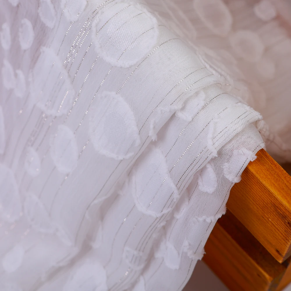 Wholesale hot-sale elastic Breathable 100% polyester dot pattern metallic silk crepon fabric for blouse